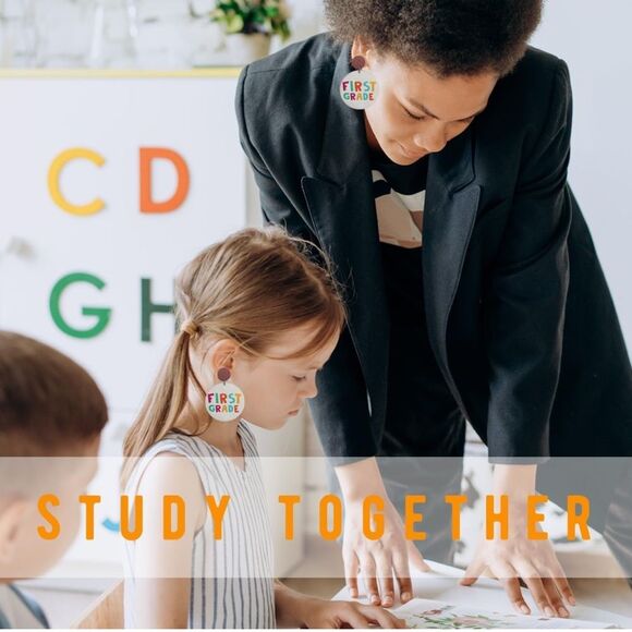 First Grade Earrings 1st Fun Teacher Back to School Drop Dangle Students Gift OC - Picture 3 of 4